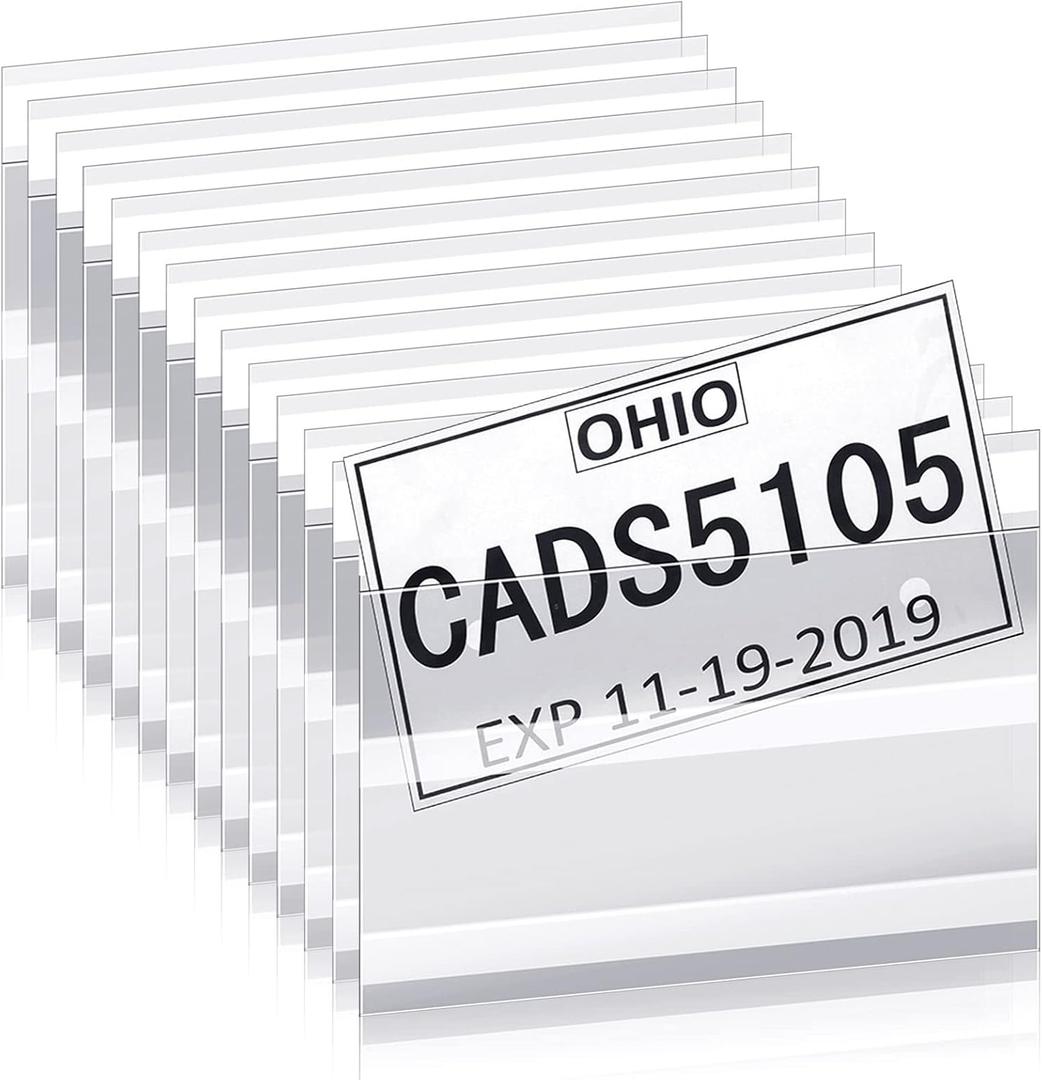 Tallew 100 Pieces Temporary License Plate Bags Holders, Plastic License Plate Sleeves Protectors Tags with Adhesive for Dealer Auto Car, 8 Mil, 11.8 x 7.5 Inches