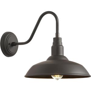 14in Dome Outdoor Gooseneck Lights for Barn, Dark Bronze Exterior Farmhouse Light Fixture with Wall Mount, Outside Goose Neck Wall Sconce for Patio, Porch, Entryway