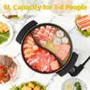 Food Party Electric Hot Pot 6L with Divider Hotpot Pot Electric Shabu Shabu Pot 110V 1200W PFOA FREE Non-Stick Chinese Hot Pot 5-Level Temperature Control