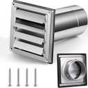 Shimeyao 4" Wall Vent Cover Stainless Steel Outside Dryer Vent Covers for House Exhaust Duct Kit with Removable Extension Pipe 8 Inch and 4 Screw for House Outdoor Extended Air Pipe, Silver
