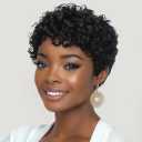 Natural Black Pixie Cut Wig Short Wigs For Black Women Mommy Short Curly Wigs With Bangs for Black Women (Black) (Natual Black -2")