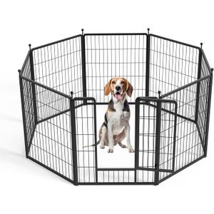Dog Playpen 32 Inch 8 Panels, Heavy Duty Metal Pet Playpen Indoor Outdoor for Camping, Yard, RV, Garden Fence, Privacy Patio, Black