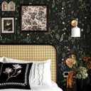 Dimoon 236"x16.1" Floral Peel and Stick Wallpaper Black Contact Paper Thicken Wallpaper Delicate Flower Waterproof Green Leaf White Self Adhesive Removable Wall Paper Shelf Liner Decal Vinyl Roll