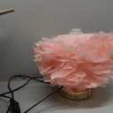 Pink Feather Table Lamp with Gold Finish - 3 Color Changing LED Bedside Desk Lamp, Modern Romantic Night Light for Bedroom Living Room Wedding Decor, Ideal Gift for Her