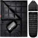 MOOX Down Camping Blanket - Packable Down Camping Quilt Backpacking Lightweight Waterproof Outdoor Hiking Stadium Warm Puffy Sleeping Bag 55"x79" Water Resistant Camp Travel Blanket, Black