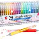 TBC The Best Crafts Erasable Pens, 24 Colors Retractable Erasable Gel Pens, Make Mistakes Disappear Pens Erasable, Fine Point 0.7 mm Colored Pens, Gel Ink Pens For School Supplies & Office Writing.