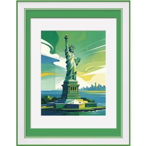 12x16 Green Picture Frame with Dual Mat, 12x16 Frame Matted to 8.5x11/11x14
