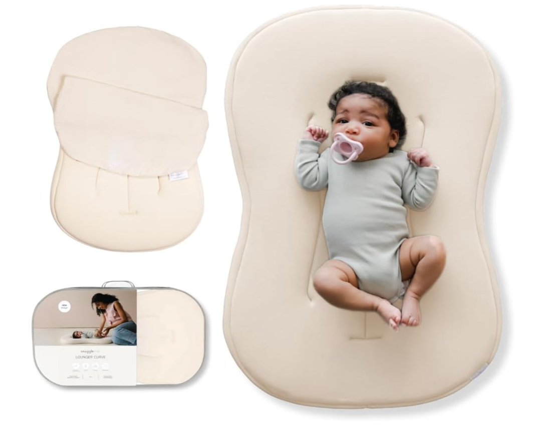 snuggle me Organic Newborn Baby Infant Lounger Pillow & Travel Bag - Natural