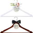 2 Pack Wedding Hanger Gift Bride Groom Bridal Hanger with Tags for Wedding Dress(Pink)