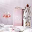 50th Birthday Gifts for Women Her - Elegant Decorations with Vintage Wine Glasses, Wine Bag, Birthday Sash, Crown,Rhinestone Birthday Tiara, Perfect for Women,Mom,Wife,Coworker,Best Friend,Sister