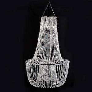 FlavorThings French Empire Beaded Chandelier with Tiered Swags,24 Wide 38 Height, Includes Hanging Chain, Elegant Crystal-Like Design for Weddings, Events, and Home Dcor, Light Kit Not Included