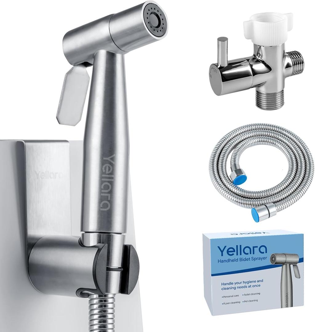 Handheld Bidet Sprayer for Toilet - Feminine Wash, Toilet Cleaning - Stainless Steel, Adjustable Water Pressure, Easy Installation (1 Set)