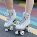 Roller Skates for Women or Men with Height Adjustable Rubber Stoppers Retro Suede Quad Roller Skates for Outdoor and Indoor, Size: 9