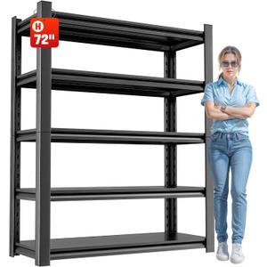 OLLRRACT 5 Tier Heavy Duty Metal Shelving Unit, Industrial Storage Shelf for Garage, Utility, and Industrial Use - Metal Storage Shelf Organizer, Durable Garage Storage Shelving 24" D x48 W x72 H