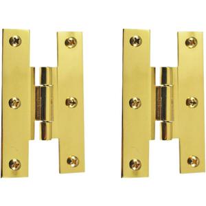 Renovators Supply Manufacturing 3 In Brass H Cabinet Hinge 1/4 In Offset With Hardware Rust Resistant Brass Flush Mount Hinge For Kitchen Cabinets Pack Of 2