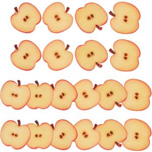 18 PCS Artificial Apple Slices Realistic Fruit Lifelike Plastic Decoration Office Home Faux Realistic Fruit Ornament Festival Party Tabletop Wedding (Red) (J)