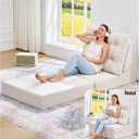 Hobestluk Sofa Couch Folding Sofa Bed Comfy Floor Lounger Convertible Sofa with Removable Cushion Couches for Small Spaces Foldable Mattress for Living Room Bedroom or Office (Chenille Beige, Large)