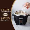 Elite Gourmet ERC006SS 6-Cup Electric Rice Cooker with Stainless Steel Inner Pot, Makes Soups, Stews, Porridges, Grains and Cereals, 6 cup (3 cups uncooked), Black