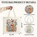 Women's Canvas Tote Bags, Cute Book Tote Bag, Library Tote Bag, Book Lovers Gifts, Canvas Grocery Bags With Handles, Tote Bags With Flowers And Butterflies, Christmas Gift For Readers-35