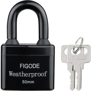 FIGODE Outdoor Waterproof Padlock, Large Heavy Duty Sturdy Covered Laminated Steel Keyed Lock, 2.2 in. Wide