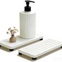 2PCS Stone Drying Tray, Water Absorbing Stone Tray for Sinks, Neat Diatomite Sink Trays, Fast Drying Kitchen Sponge Hand Soap Holder, Instant Dry Sink Coasters Used for Bathroom Counter -White
