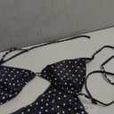 MakeMeChic Women's Polka Dots Triangle Thong Bikini Sets Floral Cute Bathing Suit Swimsuits Polka Dots Black Medium