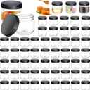 Tanlade 60 Pcs 3 oz Clear Plastic Jars with Lids Wide Mouth Mason Jars Mini Storage Containers Bulk for Herb Jelly Wedding Valentine Favors Shower Party Favors(Sleek Black)