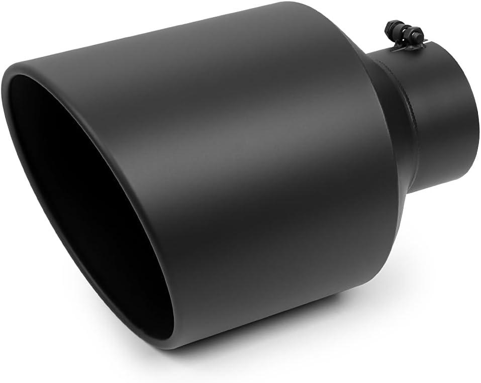 A-KARCK Exhaust Tip 5" Inlet to 10" Outlet, 15" Overall Length Black Coating Bolt On Exhaust Tailpipe Tip Protect Tailpipe