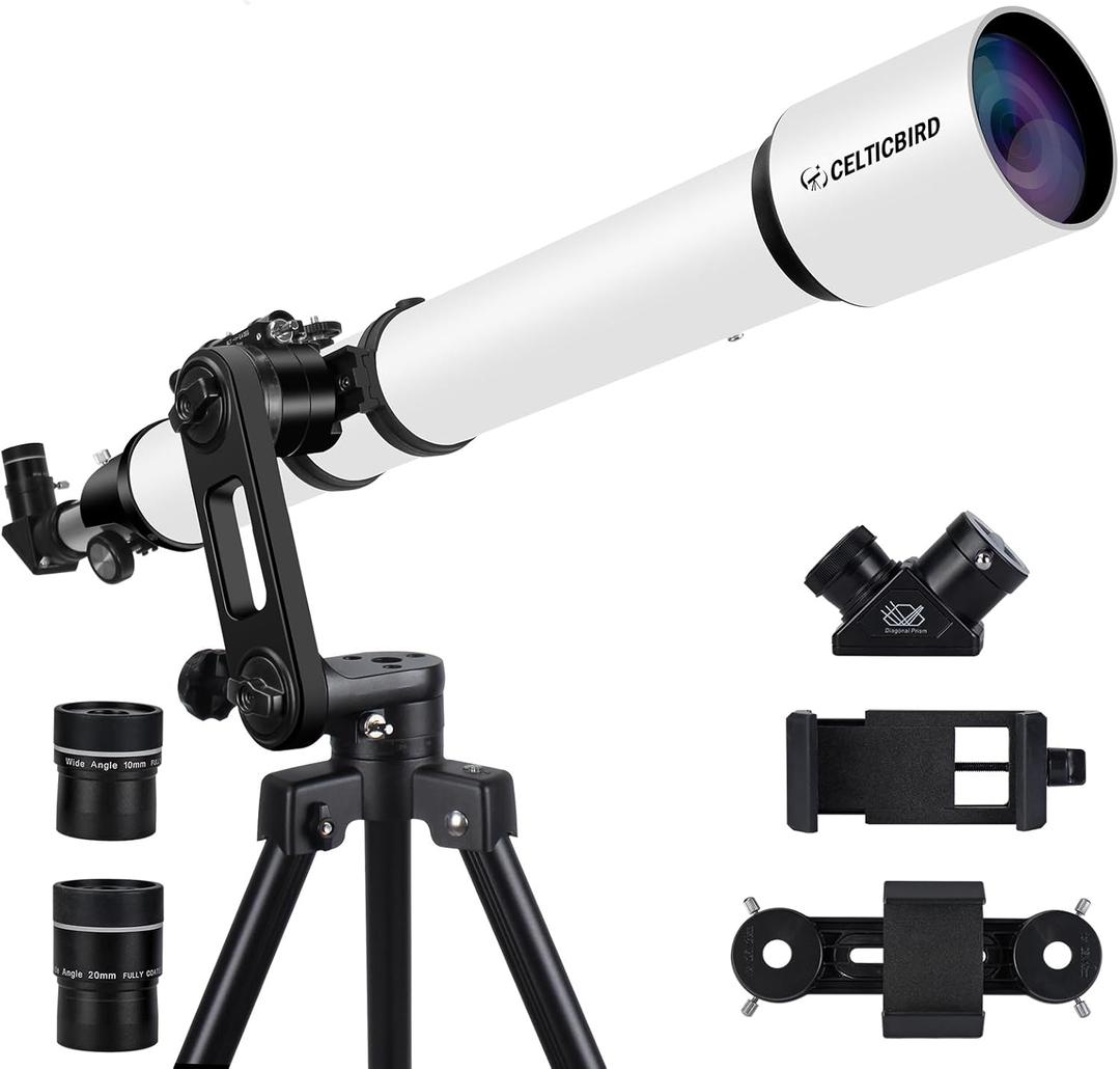 Telescope for Adults High Powered, 90mm Aperture 1000mm Refractor Telescopes for Adults Astronomy Telescopio with High Precision Adjustment, Ultra-Stable Vertisteel AZ Mount Base Tripod, Phone Adapte