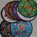 Boao 16 Pcs 16 Pcs Fabric Coasters for Drinks Absorbent, 5.12 Inch Cloth Coaster Boho Mexican Gifts Bar Coaster Round Vintage Ethnic Floral Teacup Mat Indian Home Decoration, Mixed Colors