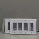 2-Pack Quad Decorator Outlet Cover Plate, Zinc Alloy Decorative Pure White Switch Plates and Outlet Covers, 4 Gang Wall Plates for Electrical Outlets, Receptacle, GFCI Outlet, Dimmer Switch