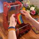 Adjustable Standing Bead Loom, Wood Beading Loom Kit with 4 Length Options, Ergonomic Angled Design, Work Area 7.5" to 10.5", Full Size 7" x 14" x 10", Includes Threader & Brush, for Jewelry & Crafts