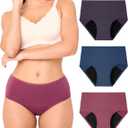 BAMBOO COOL Womens Period Underwear High Waisted Leakproof Postpartum Maternity Panties Soft Breathable Absorbent,3 Pack (L)