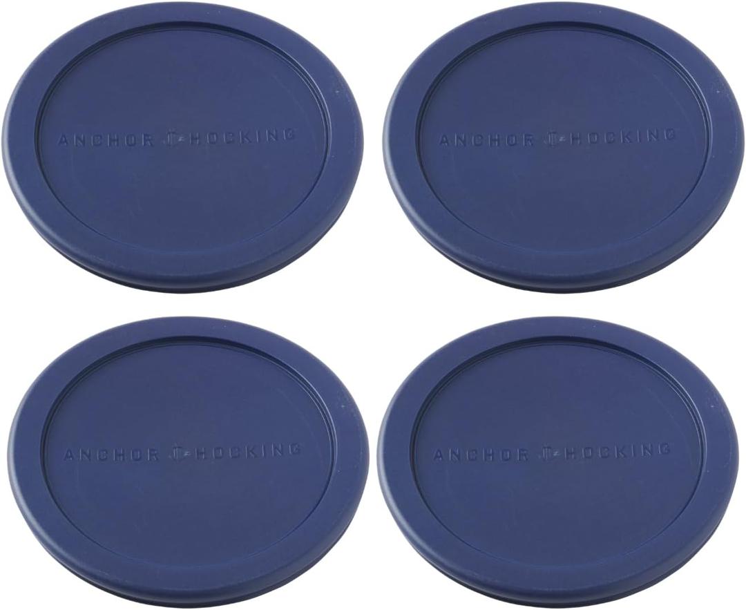 Anchor Hocking Replacement Lids for Glass Food Storage, 1 Cup Round, Navy, Set of 4 (Also Compatible with Pyrex Glass Food Storage)