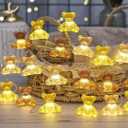 Cute Bear Decor String Lights, Fairy Theme Decorations Lights for Shower Decorations, Remote 8.5ft 20 LEDs with Battery & USB Plug in for Christmas Party Bedroom Camping Birthday Gift