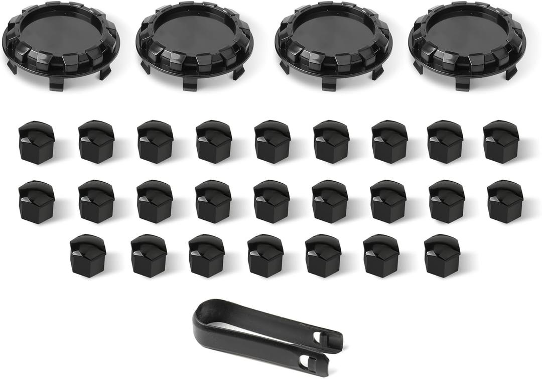 for Tesla Cybertruck Lug Nut Covers & Center Caps (25 Lugs + 4 Caps) - Glossy Black