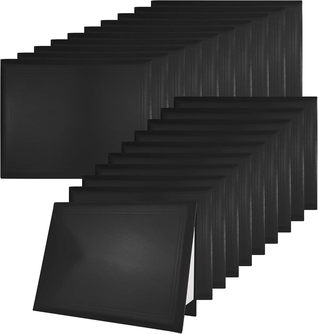 GraduatePro 20 Pack Diploma Cover 8.5x11 Certificate Document Presentation Holder Smooth Leather Letter Size Black