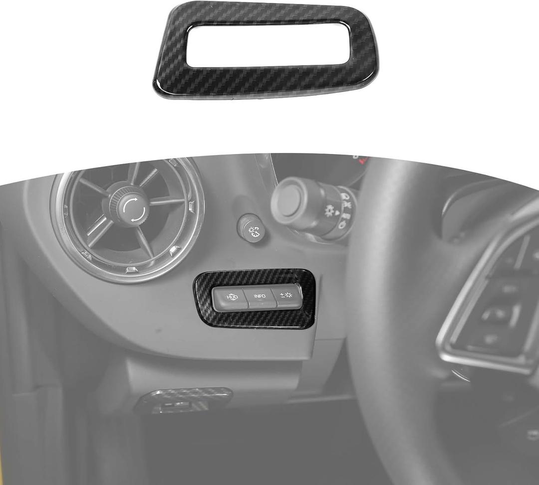 RT-TCZ for Camaro HUD Switch Panel Trim Cover Carbon Fiber for Chevy Camaro 2017 up Black ABS Carbon Fiber Interior Accessories