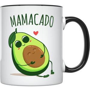 YouNique Designs Mamacado Coffee Mug, 11 Ounces, Pregnant Wife Mug, Pregnancy Announcement Mug for Dad and Grandparents, Mommy To Be Cup, Expecting Mom Coffee Mug (Black Handle)