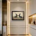 Black Framed Vintage Easter Bunny Wall Art Spring Moody Rabbit and Cottagecore Canvas Print Country Animal Painting Picture Rustic Farmhouse Floral Poster Artwork for Living Room Bedroom