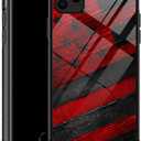DJSOK Compatible with iPhone 12/12P CaseDesign Pattern Back Bumper Anti Scratch Reinforced Corners Soft TPU Caver,Cases for Men Women-Black red Wood Grain American Flag