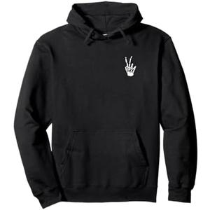 Skeleton Hand Peace Sign Bone Pullover Hoodie M