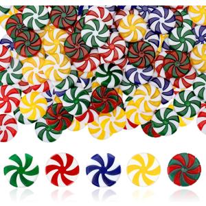 2 x Candy Cane Christmas Decorations, 50 PCS Colorful Plastic Fake Peppermint Candy Cane(1 Inch) Hanging Ornaments for Christmas Tree decoration Xmas Holiday Party Favors Supplies Decor Craft DIY