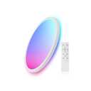 1 Pack 12 Inch Smart Ceiling Light Fixture, RGB LED Flush Mount Ceiling Light with Night Light, 24W 2400LM Ultra-Slim Ceiling Light with Remote, 16 Million DIY Colors, Works with Alexa/Google Home