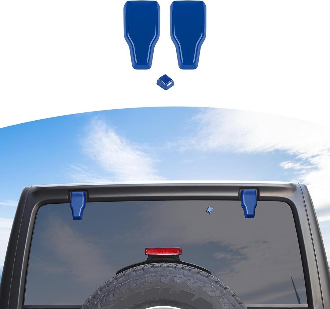 RT-TCZ for Jeep JL Rear Window Hinge Cover Trim Nozzle Decals for Jeep Wrangler JL JLU 2018 up Blue Exterior Accessories 3pcs