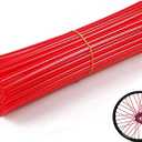 Bike Spoke Skins Covers - 72Pcs Universal Motorcycle Wheelchair Wheel Wrap, Dirt Bike Spoke Skin, Pipe Trim for 8"-21" Rims Decoration Protector CRF50 CRF125 CRF150 CRF250 CR50 (Red)