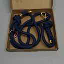 5FT No Pull Dog Leash for Medium Large Dogs - Rope Leash with Non Slip Handle & Metallic Golden-Toned Carabiner Clip (Prussian Blue) (3/8 Inch)