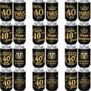 40th Birthday Party Decorations Can Cooler Sleeves, Neoprene Can Sleeves for 12 oz Cans & Bottles, 12 Pack Black and Gold 40th Birthday Gift for Men & Women, 4 Design