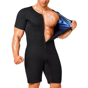 Junlan Sauna Suit for Men Full Body Waist Trainer Sauna Shirt for Working Out (Large, Blue)
