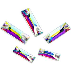 DONGZHOU Strip Shape Sew on Rhinestones,Sew on Crystal for Clothes Flat Back Rhinestones with 2 Holes (AB-3061 Baguette)